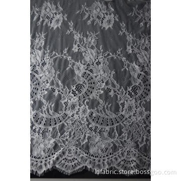 100% Nylon White Panel Lace Fabric